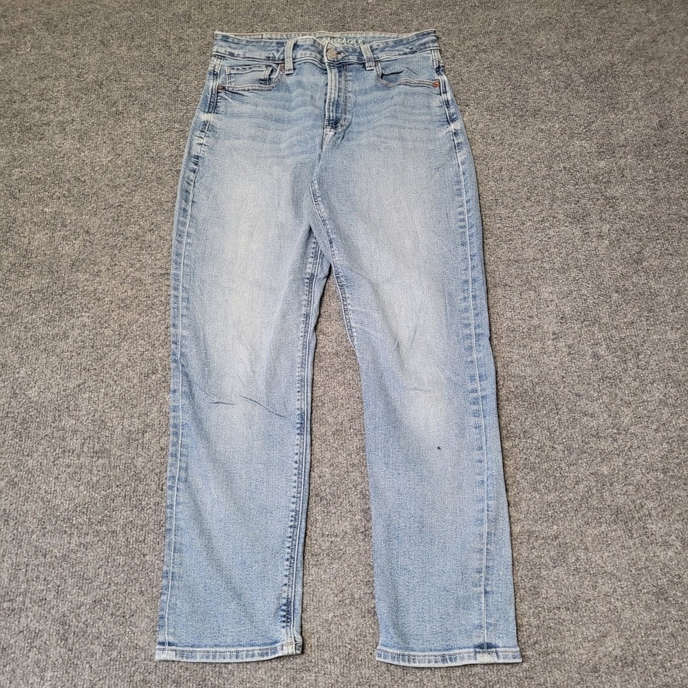 American Eagle Jeans Womens Size 6 Light Blue Straight Leg Stretch High Waisted